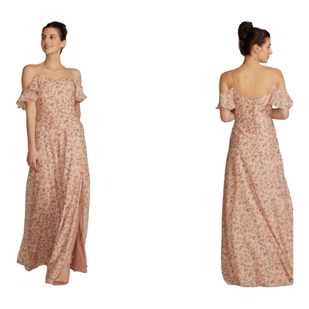 David's Bridal Pink Floral Wedding Dress